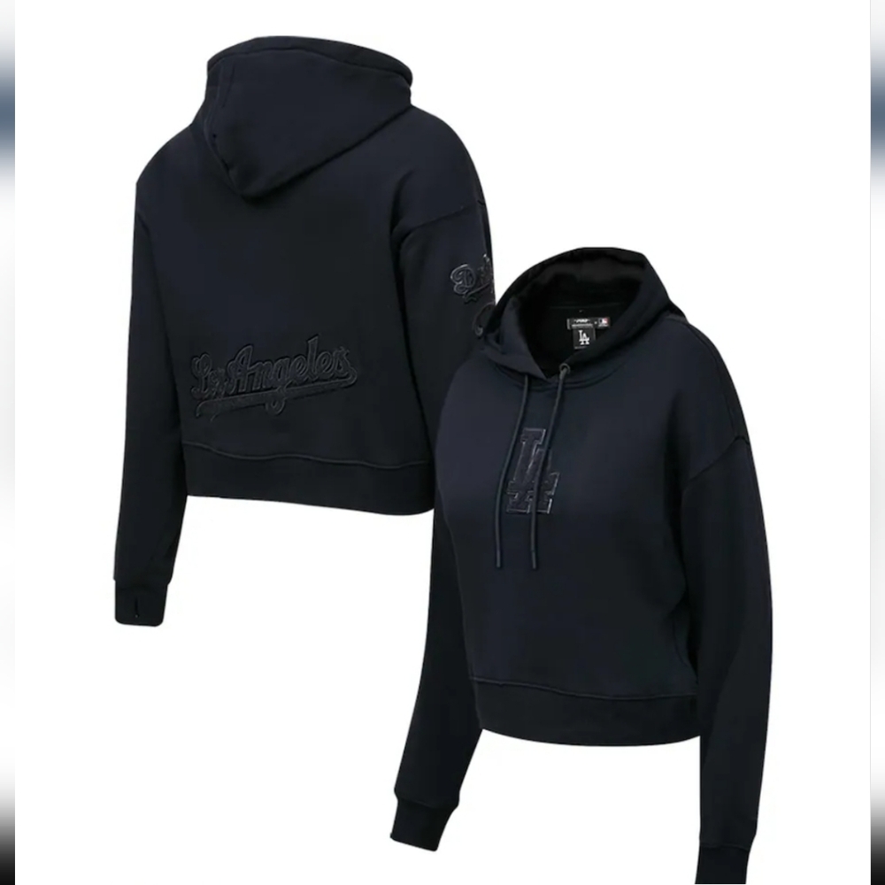 Los Angeles Dodgers Women's Black Cropped Hoodie
